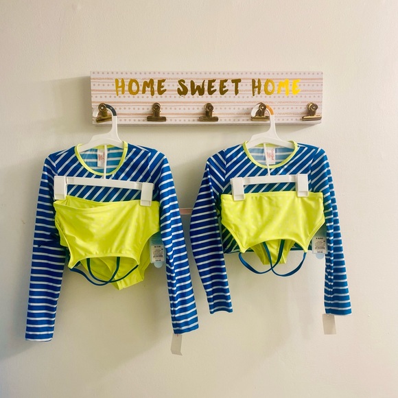 NWT Cat & Jack Girls Long Sleeve Bikini Swimsuit Three-Piece Multicolor - Picture 4 of 5